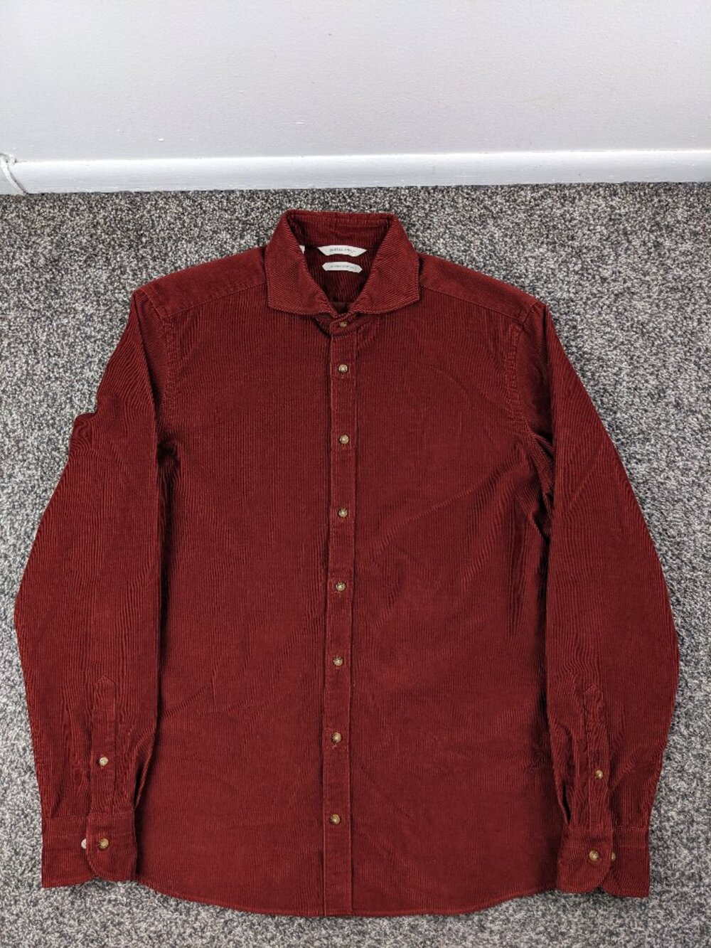 Suitsupply Dress Shirt Corduroy Egyptian Cotton L/S Button Sz 16 16.5 Slim Fit